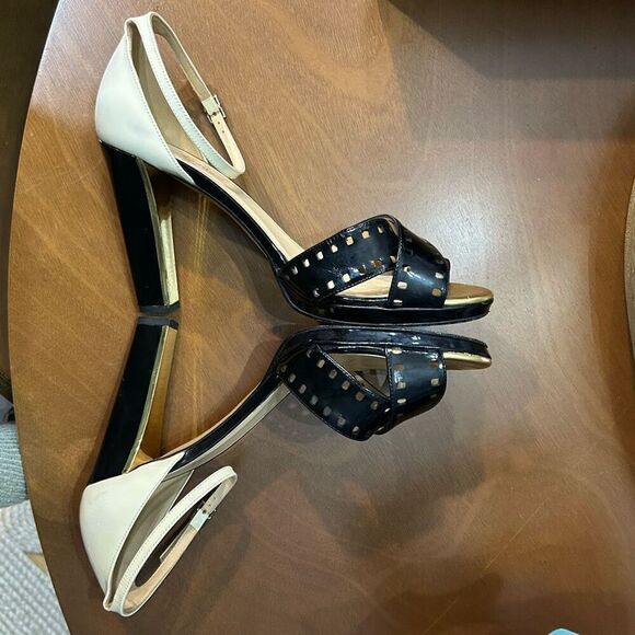 Kate Spade New York Fresia porcelain patent black platform sandal heels‎ size 10 - Picture 6 of 10